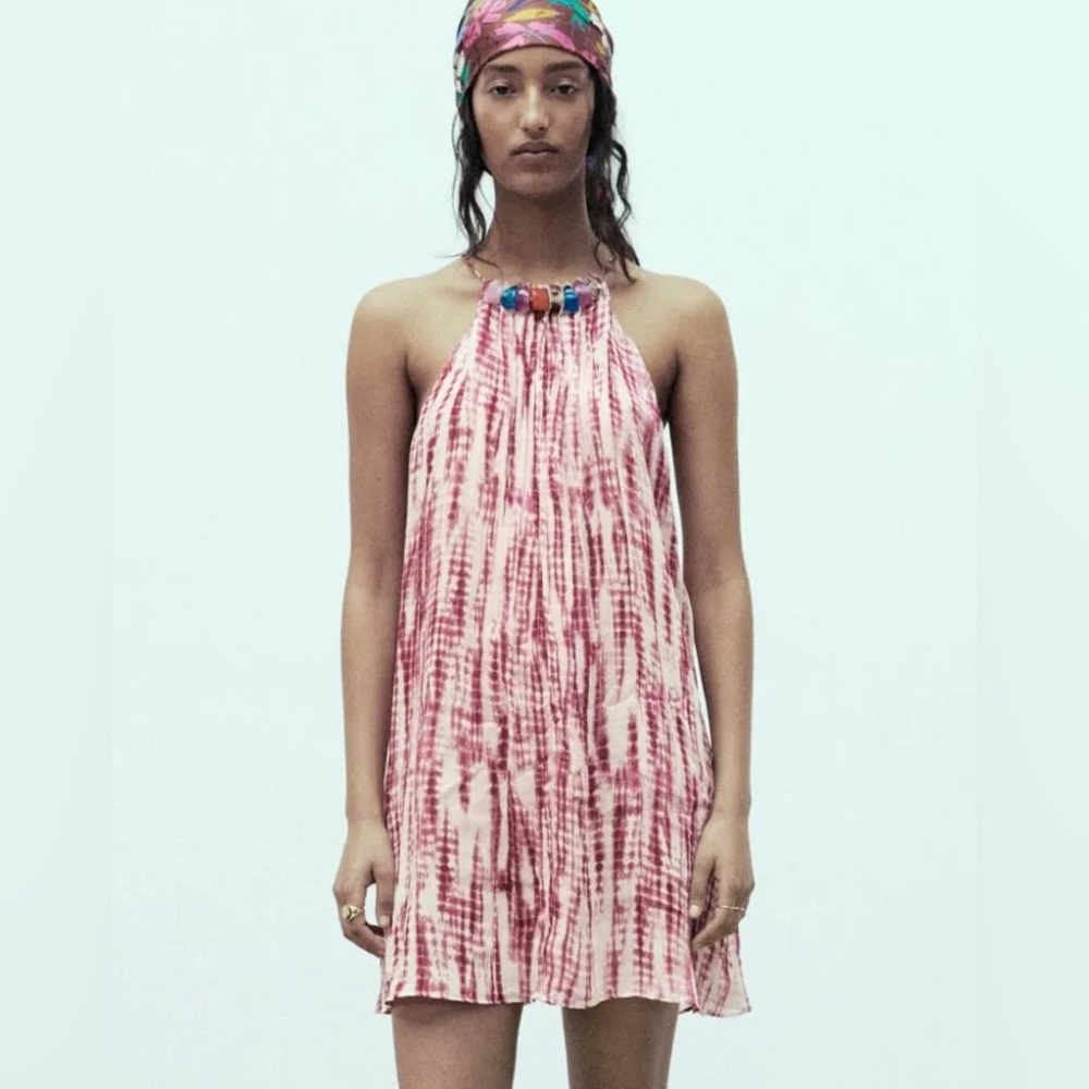 Zara Jewel Purple and White Tie-Dye Mini Dress